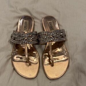 Badgley Mischka Glittering Rose Gold Sandals